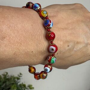 Authentic Italian “Millefiori” Colorful Crystal Beaded Bracelet